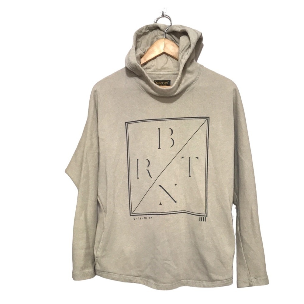 BURTON pullover graphic hoodie sweatshirt size XS oversized beige